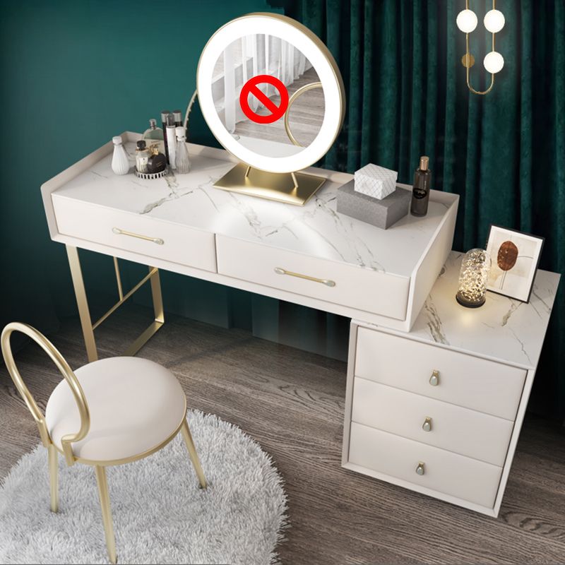 Contemporary Pine Makeup Vanity Desk 5-Drawers Vanity Makeup Table Set