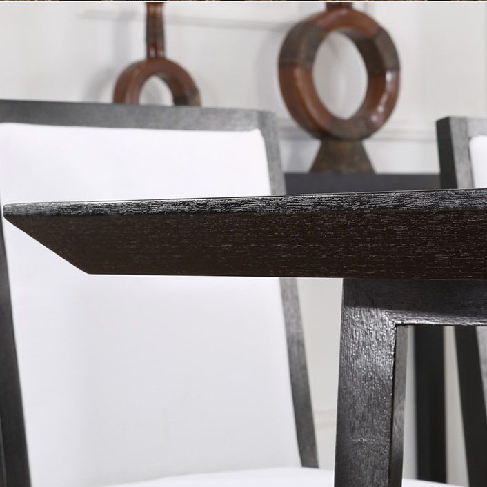Rectangle Black Industrial Dining Table Pine Solid Wood Table with Trestle Base