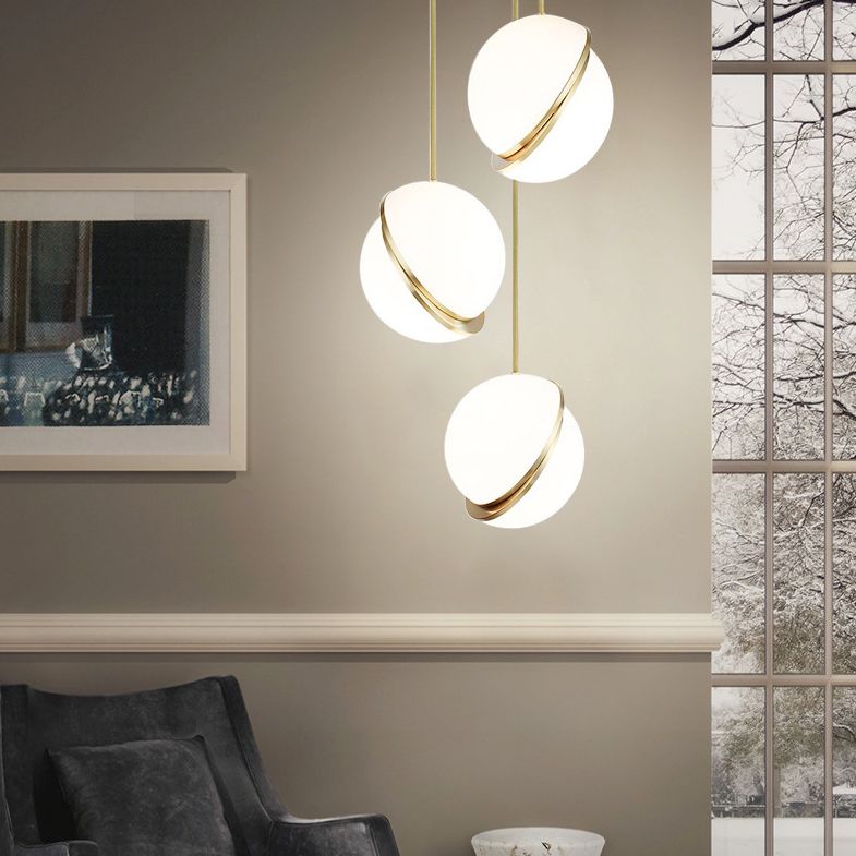 Oro 1 luce a sospensione leggera moderna sferica sferica ombra appesa lampada per camera da letto