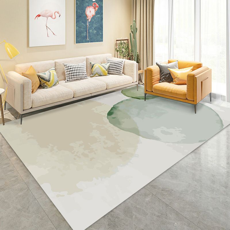 Modern Graphic Carpet Polyester Green Carpet Washable Carpet for Drawing Room