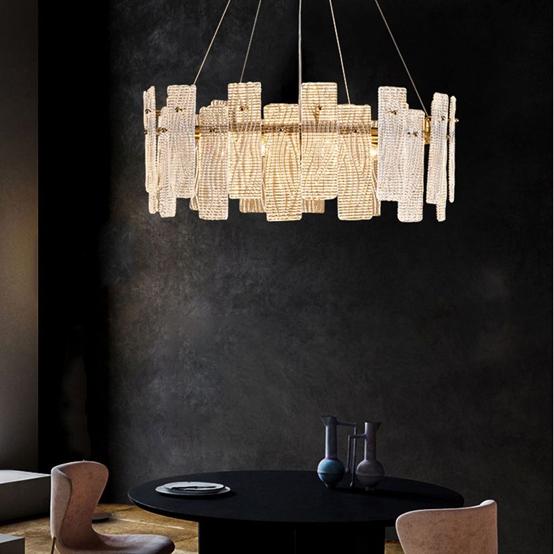 Geometria in stile contemporaneo luci a sospensione lampadario in vetro luci in oro