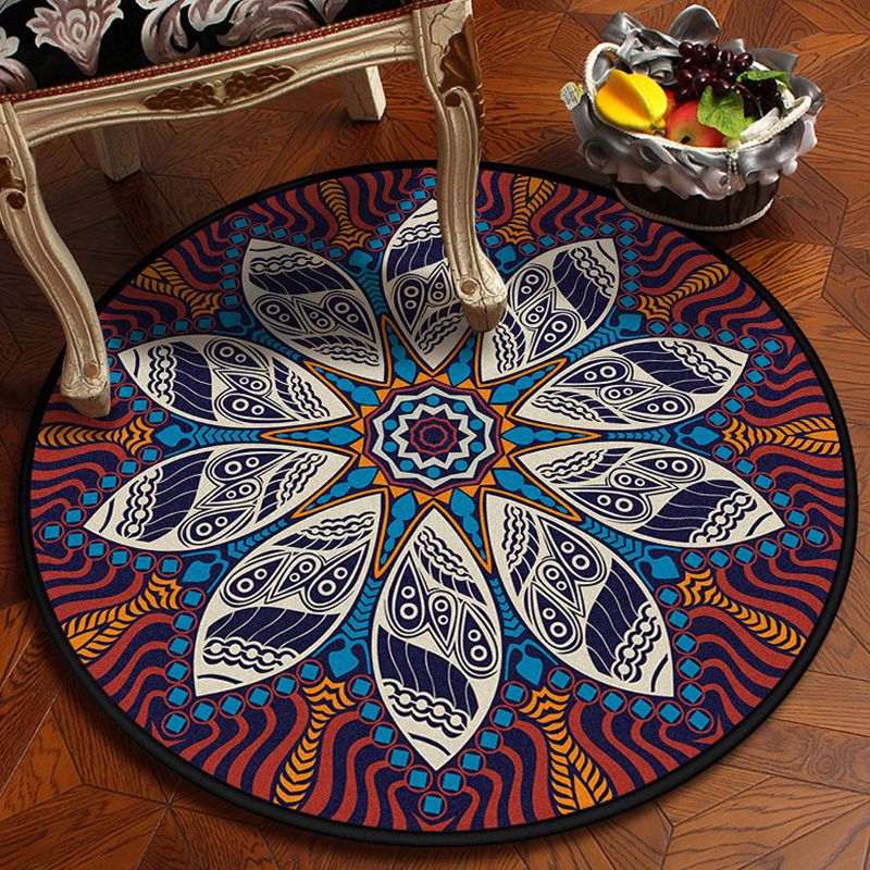 Red and Blue Southwestern Rug Polyester Americana Rug Washable Area Rug for Living Room