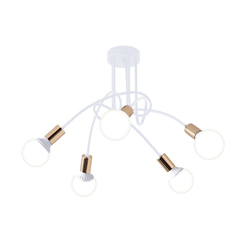 Iluminación de montaje semiempotrado trenzado negro/dorado con bombilla abierta, lámpara de techo de cocina de metal industrial de 3/5/6 luces
