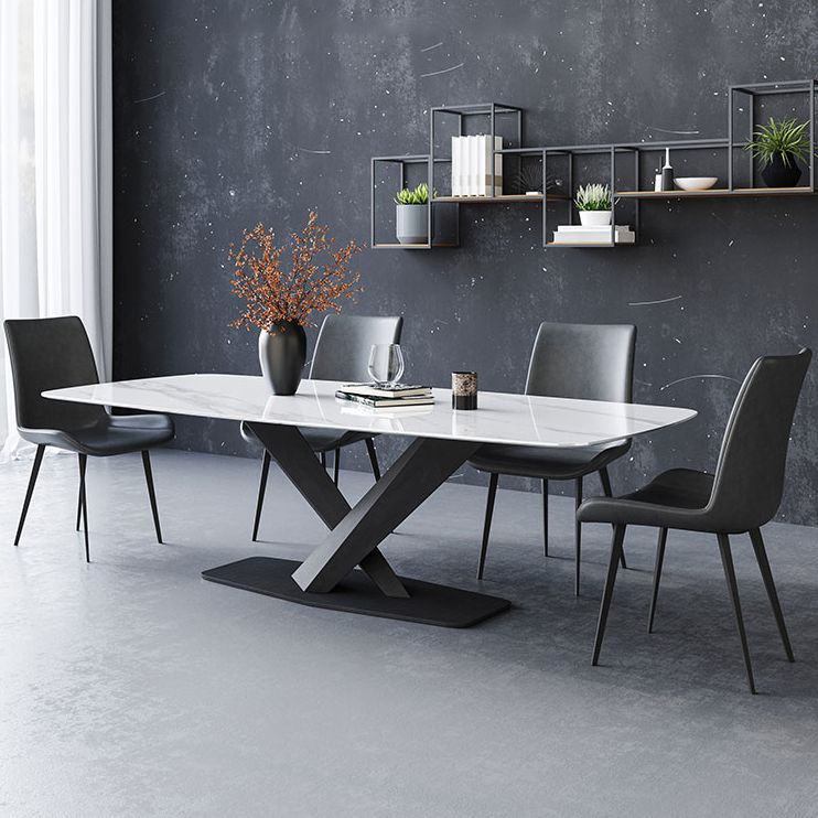 Designer Style 1/5/7 Pieces Dining Set Sintered Stone Dining Table with Leather Chairs