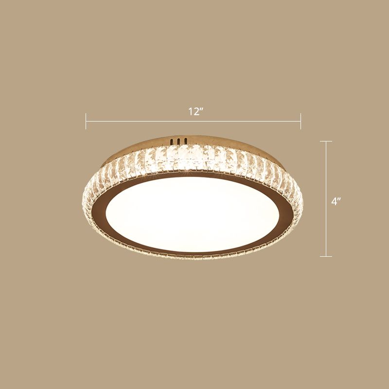Prismatic K9 Crystal Geometric Ceiling Fixture Simple White LED Flush Mount Lighting for Bedroom