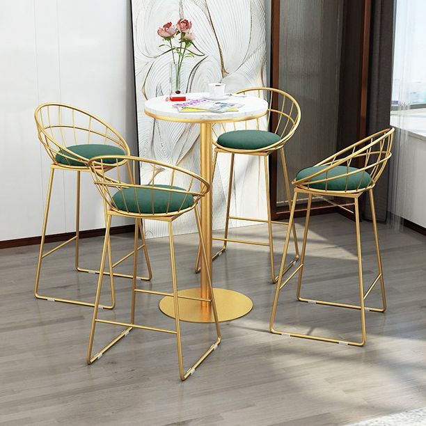 1/5 Pieces Glam Round Bar Table Set Bistro Set with White Faux Marble Top