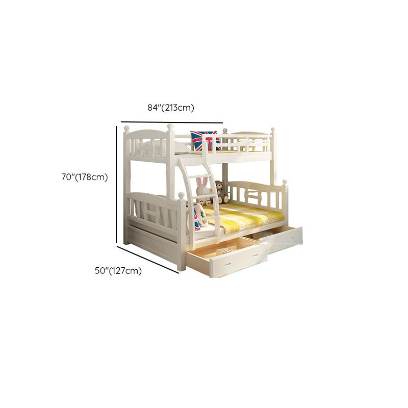 Solid Wood Bunk Bed Modern Style White Bunk Bed with Guardrail