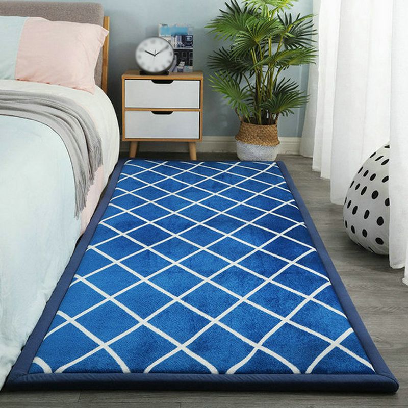 Contemporary Bedroom Rug Multi Color Solid Area Carpet Polyster Pet Friendly Anti-Slip Backing Rug
