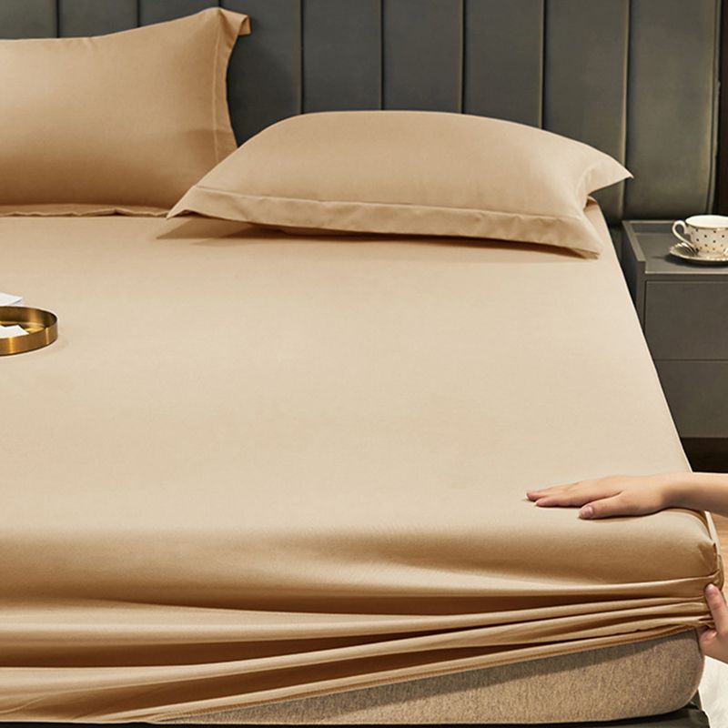 Plain Weave Sheet Solid Color Bed Sheet Breathable Cotton Fitted Sheet