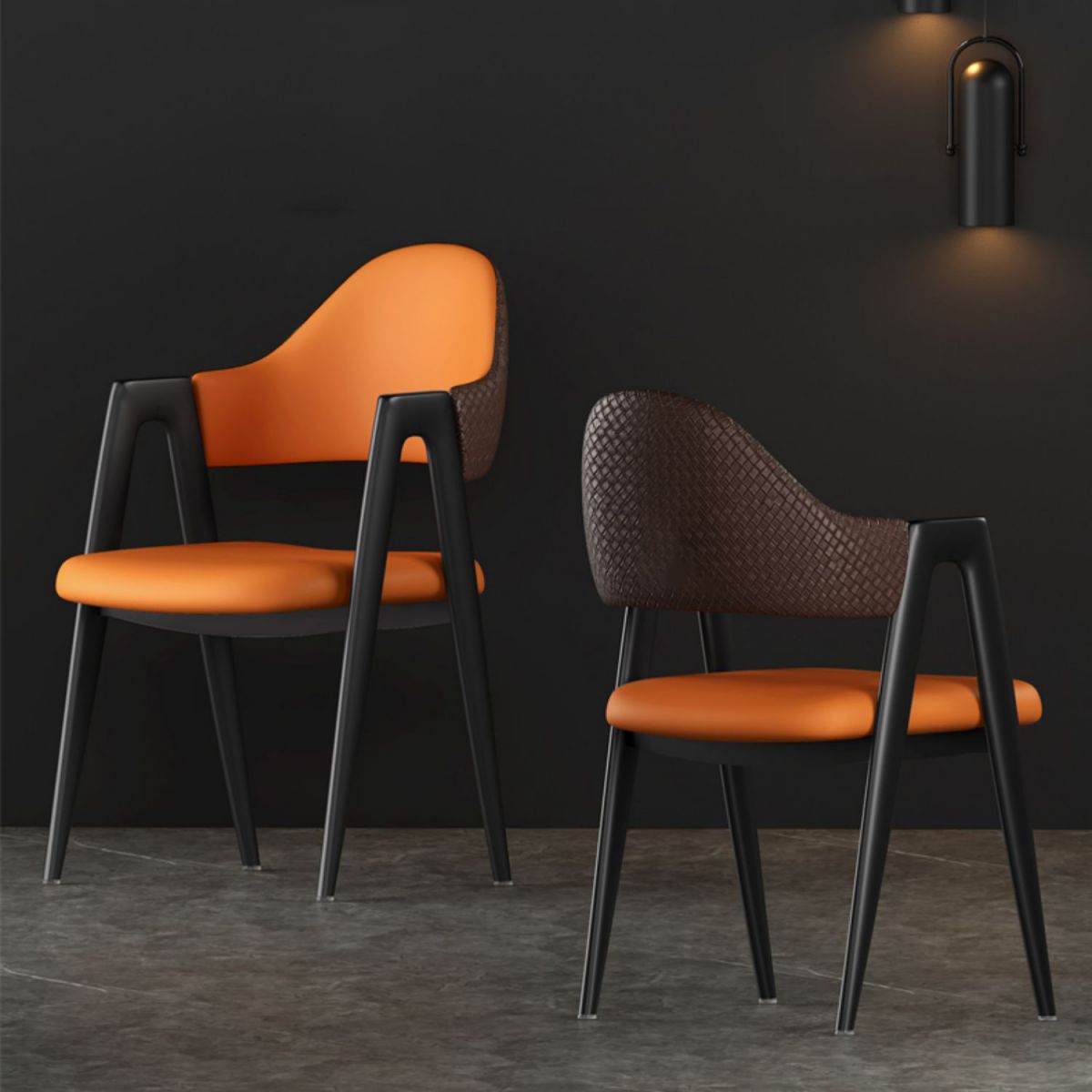Contemporary Upholstered Arm Chair Open Back Home Dining Chair