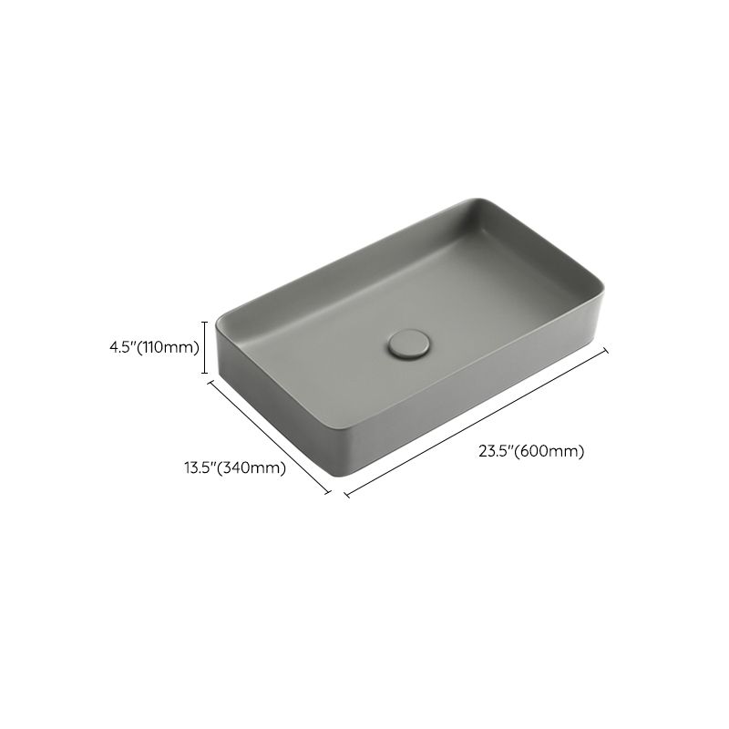 Contemporary Bathroom Sink Rectangular Porcelain Vessel Lavatory Sink with Pop-Up Drain