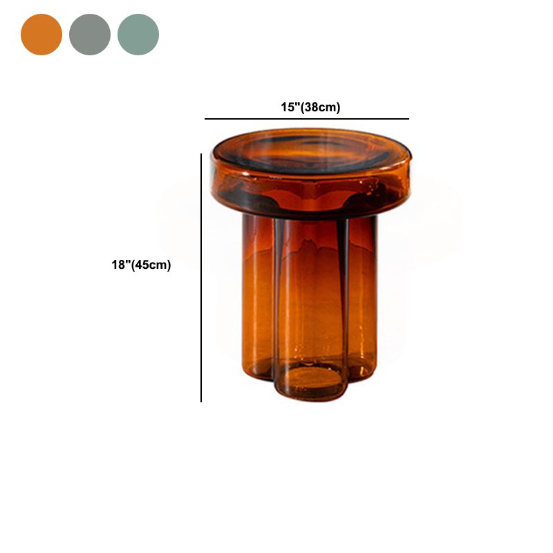 Contemporary Round Glass Top Sofa Side Accent Table Pedestal Side End Table