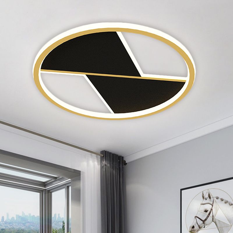 16"/19.5" W Black Splicing Flush Lamp Modernist LED Metal Ceiling Mounted Light Fixture for Bedroom