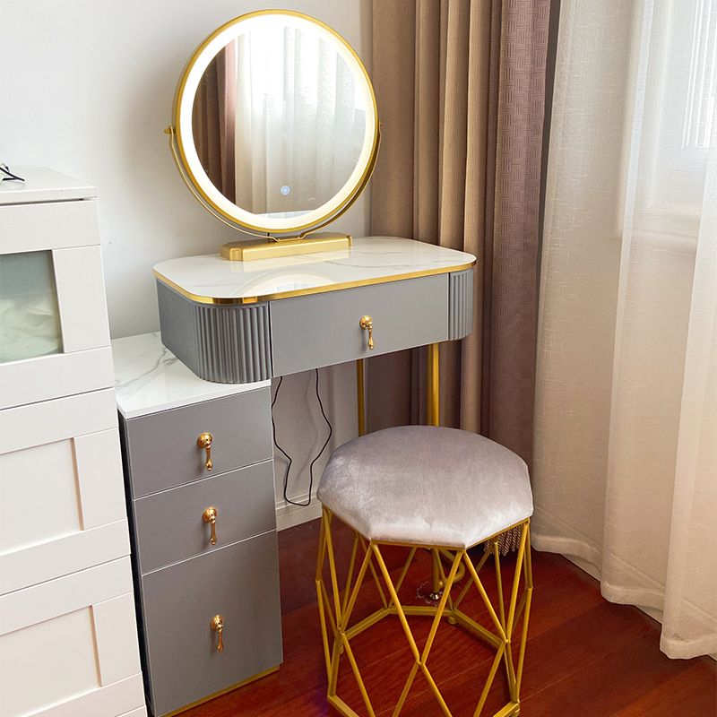 Solid Wood Makeup Vanity Desk Lighted Mirror Makeup Vanity Set