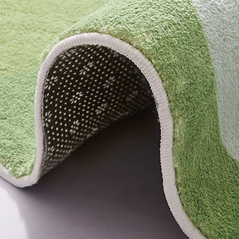 Green Contemporary Carpet Polyester Color Block Carpet Washable Carpet for Drawing Room