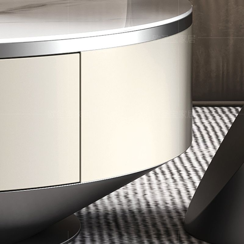 Contemporary White Coffee Table with Storage Metal Cocktail Table