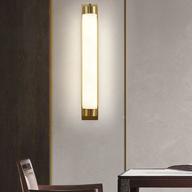 Chinese Brass Wall Light Gold LED Wall Sconce with Mica for Living Room