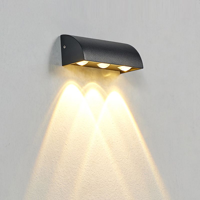 3-Light White/Black Wall Mounted Sconce Shaded Wall Light for Outdoor