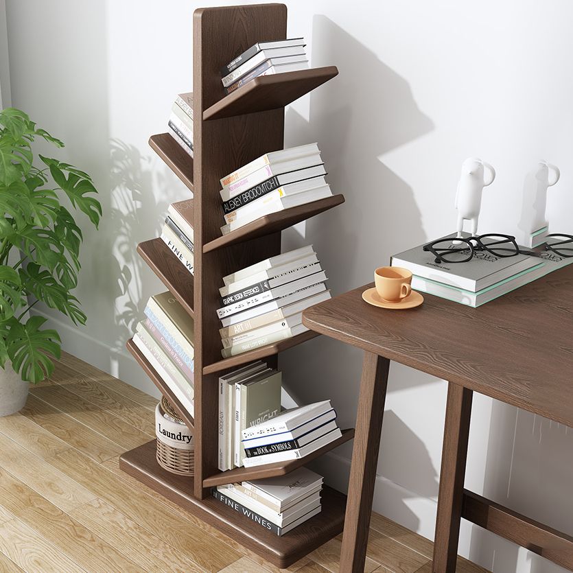 11.81" W Scandinavian Shelf Bookcase Antique Finish Bookshelf with Shelves