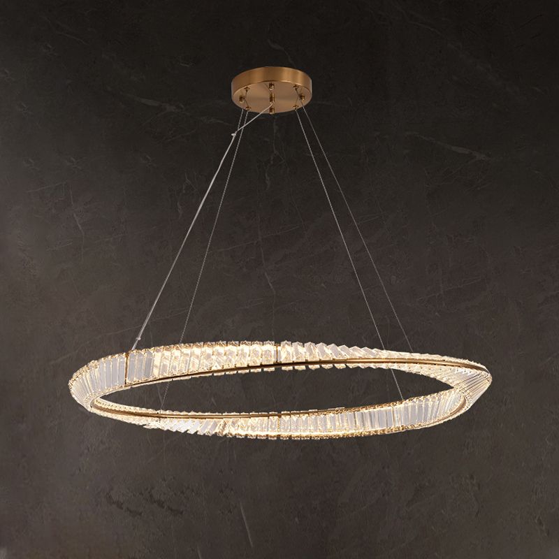 Contemporary Luxury LED Pendant Light Crystal Circular Chandelier for Dining Room