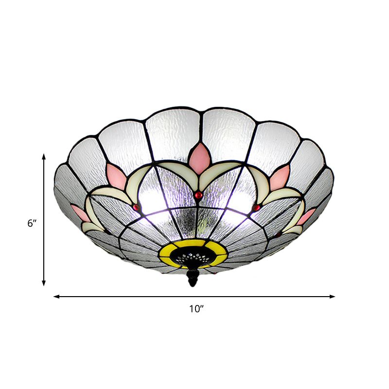 Plafonnier Tiffany classique avec petite fleur en verre transparent, luminaire décoratif de plafond, idéal pour une chambre à coucher