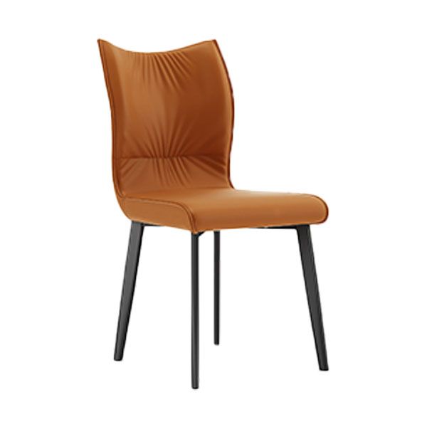 Contemporary Restaurant Leather Side Chair Matte Finish Solid Back Dining Chair