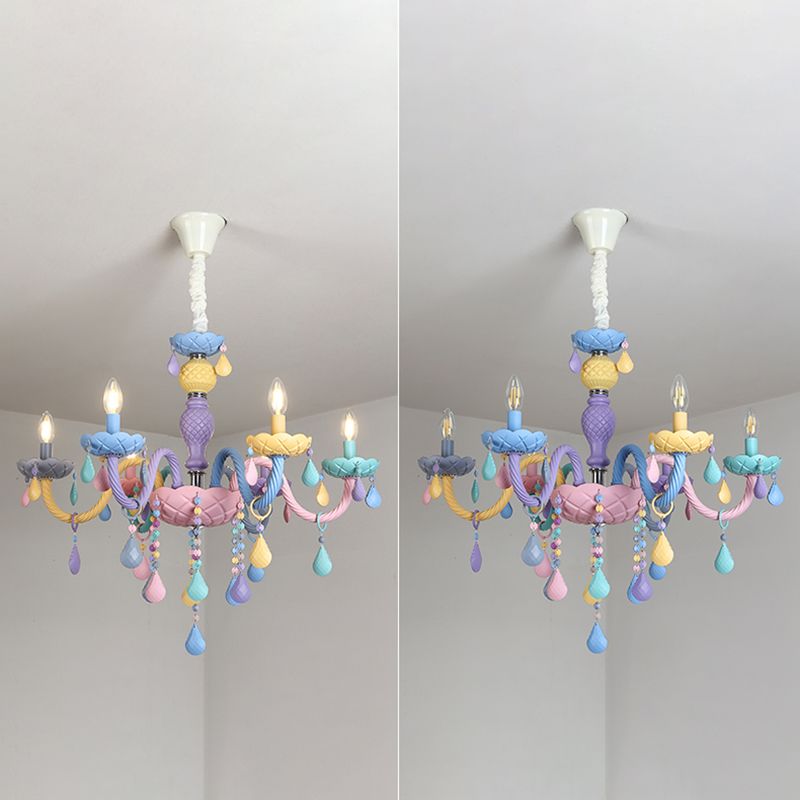 Multi Light Candle Branch Hanging Pendant Modern Style Crystal Hanging Lighting