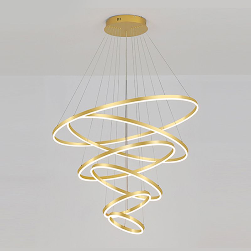 Multi-tier kroonluchter verlichtingsarmaturen Moderne ring kroonluchter lamp met witte acrylschaduw