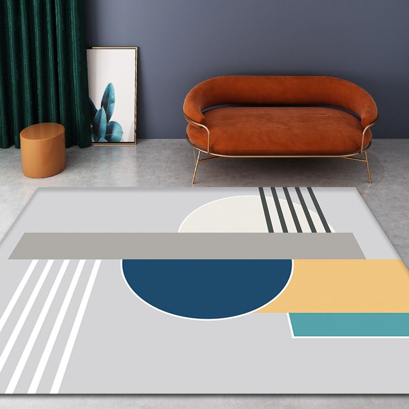 Trendy Nordic Style Rug Multi-Color Geometry Carpet with Stripes Washable Indoor Rug for Home