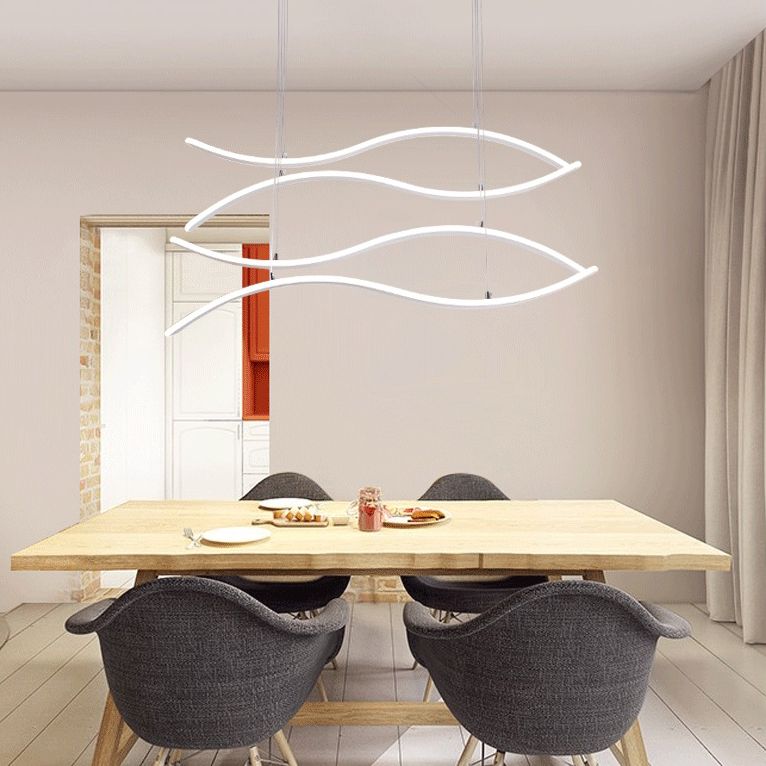 Streamlined Dining Room Ceiling Pendant Acrylic LED Minimalist Chandelier in Warm/White Light