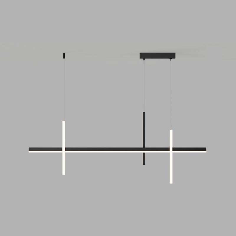 3-Light Linear Island Light Fixture Simplicity Metal Pendant Light for Dining Room