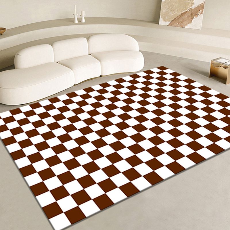 Colorful Lattice Pattern Rug Living Room Carpet Polyester Washable Area Rug