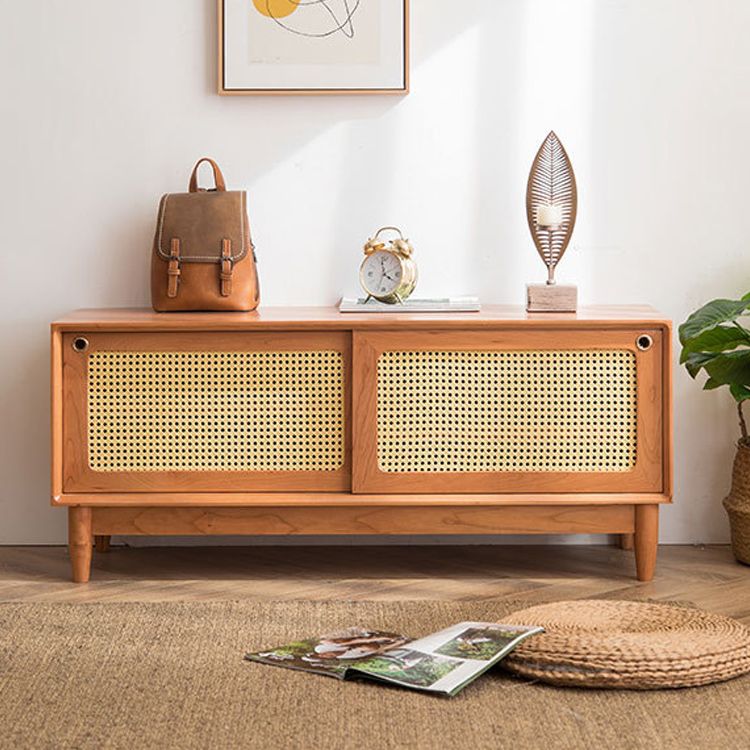 Traditional TV Media Stand Solid Wood 2 Doors TV Stand Console