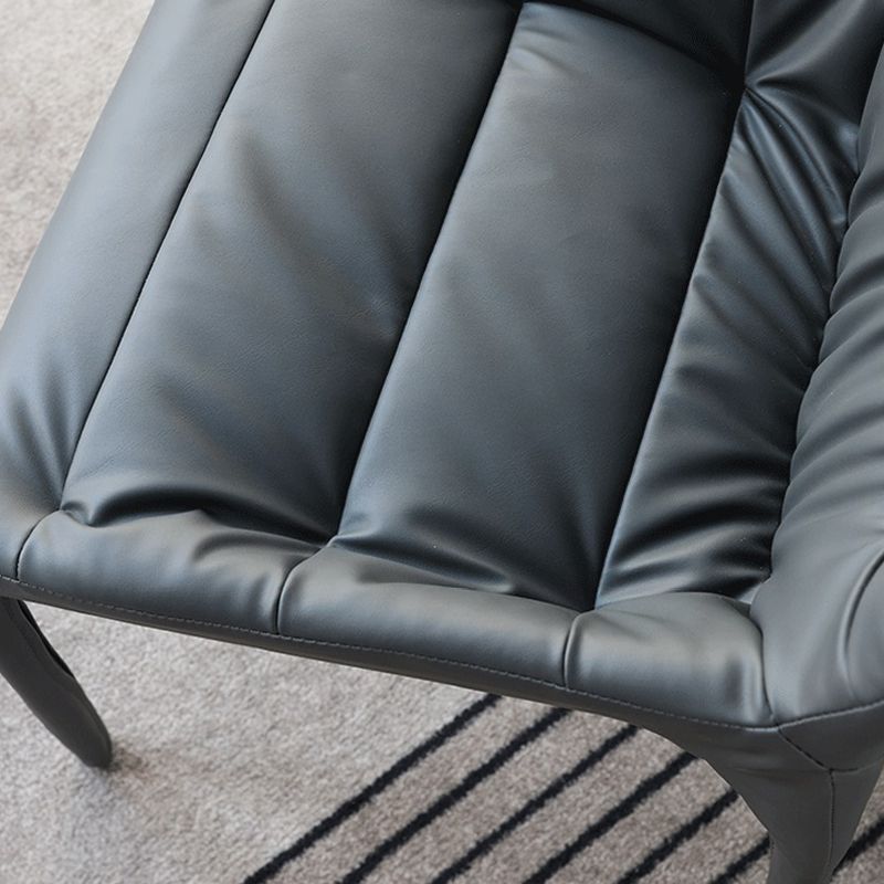 Minimalist Style Leather Dining Chairs Solid Back Arm Side Chairs for Kitchen (Set of 4)