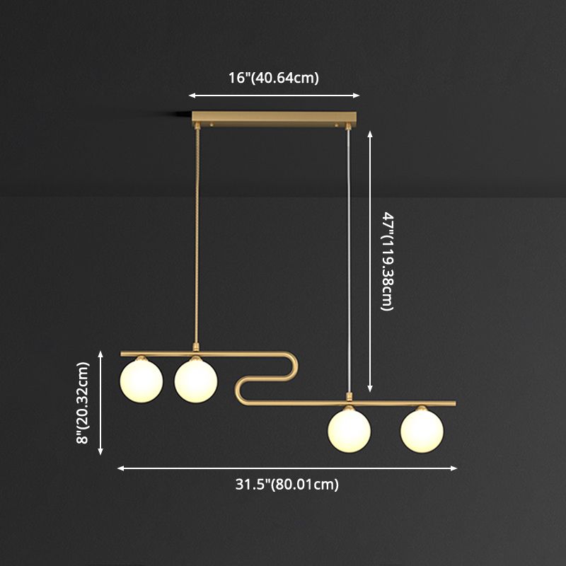 Partido de iluminación de la isla esférica Luz colgante de la isla de vidrio nórdico para comedor