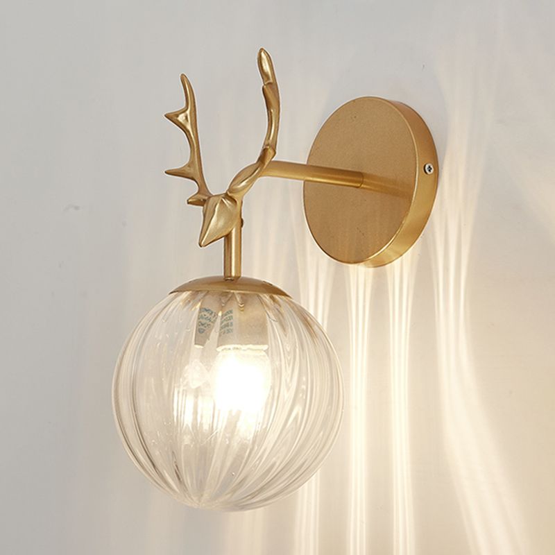 Modern Style Spherical Shape Wall Sconce Glass 1 Light Sconce Lighting for Bedroom