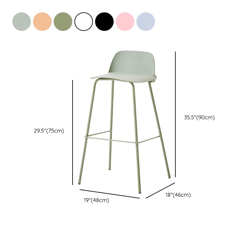 Indoor Glam Armless Low Back Bar Stool Plastic Stool with Steel Legs