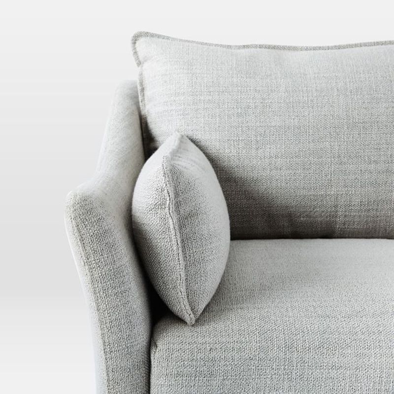 Standard Cushions Settee Furniture Modern Square Arm Loveseat in Grey