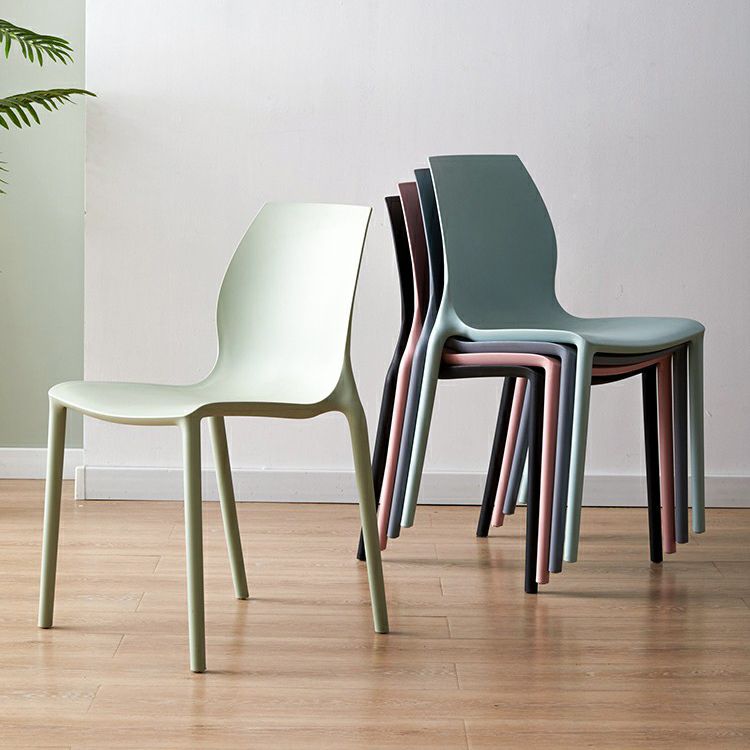 Contemporary Plastic Dining Side Chair Stackable Side Chair Set for Dining Room