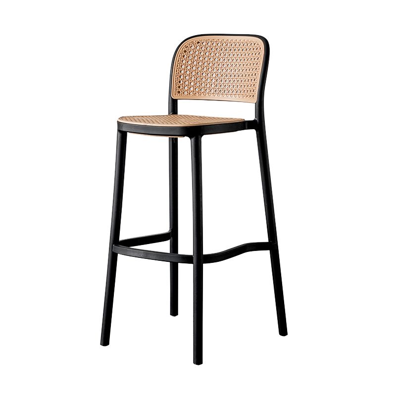 Nordic Backrest Counter Stool with Metal Base Plastic Armless Bar Chair