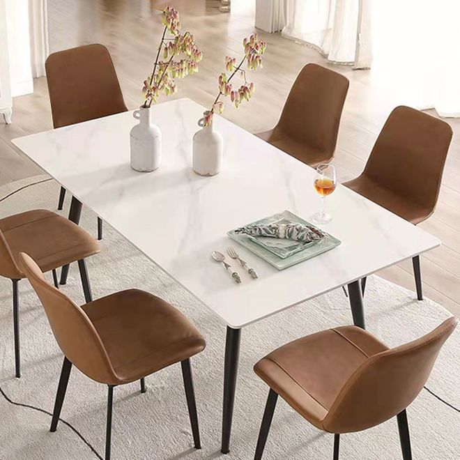 Rectangle Sintered Stone Dining Table Industrial Kitchen Table with 4 Legs