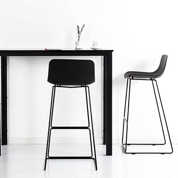 Nordic Low Back Counter Bar Stool Plastic Bar Stool with Metal Legs for Home