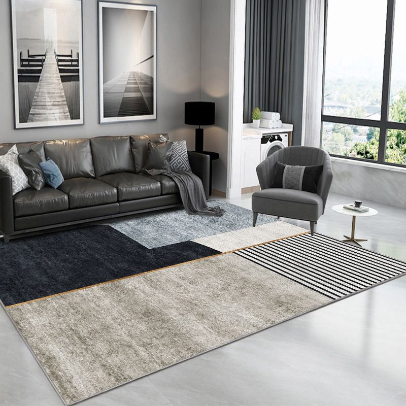 Gold Semicircle Rug Polyester Modern Rug Non-Slip Backing Rug for Living Room