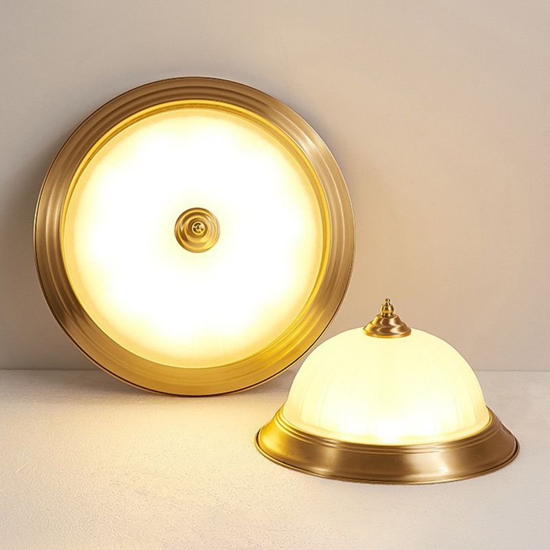 Brass Shaded Flush Mount Ceiling Light Vintage Glass Flush Ceiling Light Fixture