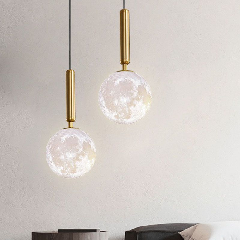 3D Print Moon Shaped Pendant Light Minimalist Creative Metal Single Hanging Lamp