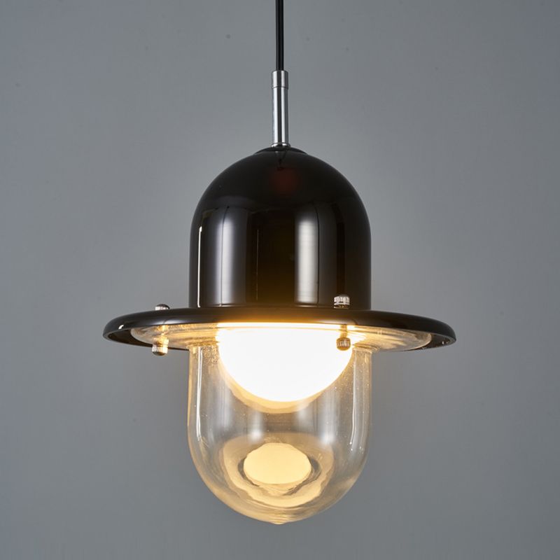 Éclairage de pendentif en verre transparent lampe à suspension à 1 lumière minimaliste pour chambre à coucher