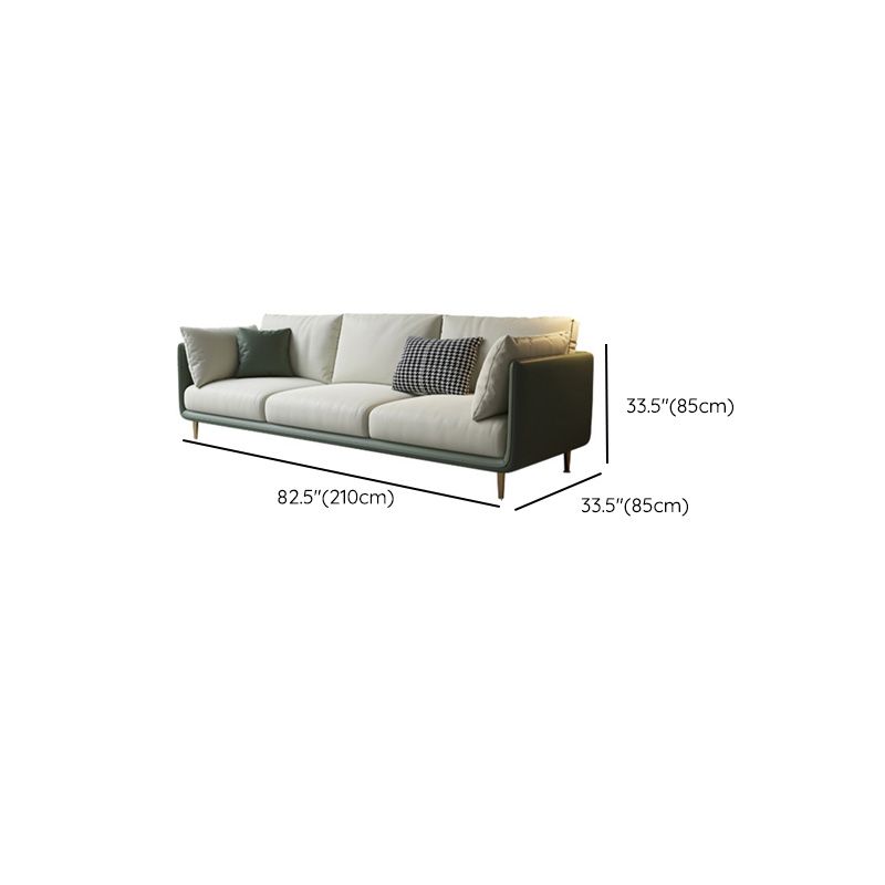 Contemporary Faux Leather Sofa with Pillows Back and Pillow Top Arm
