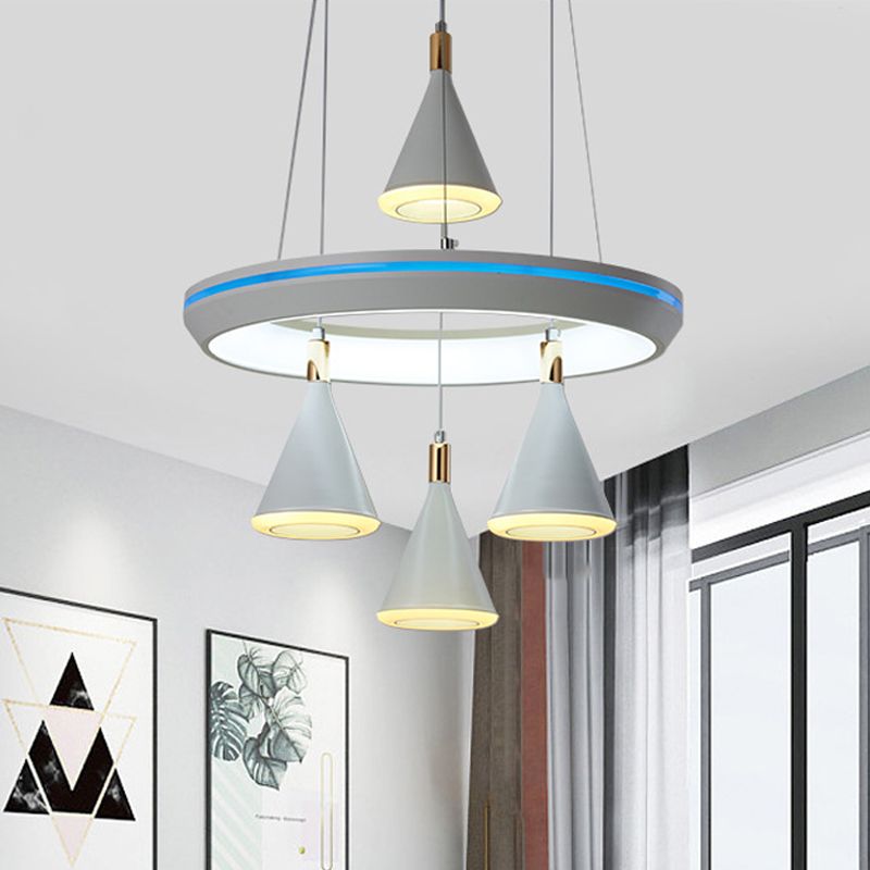 LAMPE DE SUSPENSION DE SUSPENSION 4-LETMISS MODERNISME DE PRENDANT LED CONICAL ACRYI