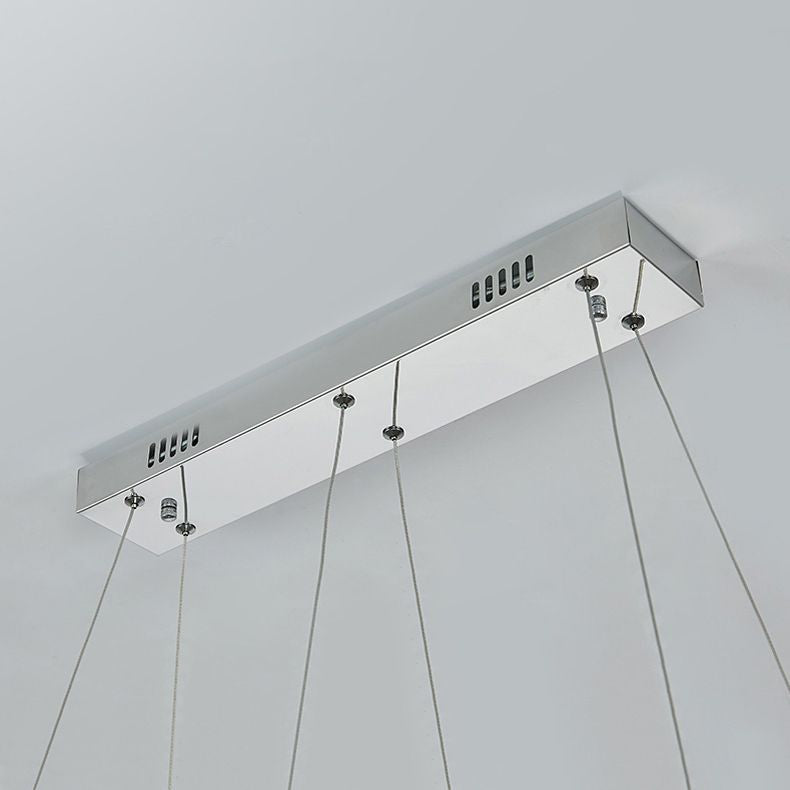 Luz de la isla ovalada plateada lámpara de lámpara de cristal led nórdico lámpara de lámpara de lámpara