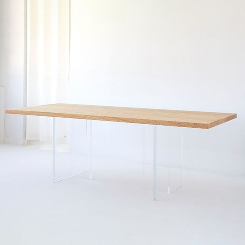 Pine Wood Dining Table Rectangle Dining Table with Sled Base
